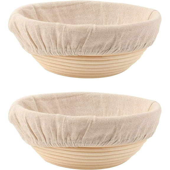 Set of 2 Round Dough Proofing Baskets, 8.5 Inch with Liners, Ideal for Home Sourdough Bakers