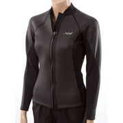 XCEL Womens Axis Smoothskin Front Zip Wetsuit Top 2/1 All Black-W/Silver L 4