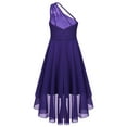 thumbnail image 4 of Rswnyirn Kids One Shoulder Sequin Flower Girl Dress High Low Wedding Bridesmaid Dress Pageant Prom Purple 14, 4 of 7