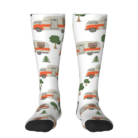 KLL Camp Van Print Women's Men's Ankle Socks 1-pack Casual Athletic Socks for Unisex Adult Moisture-Wicking Socks for Daily Wear/Running/Sport