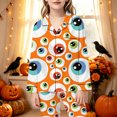 thumbnail image 2 of Yuncity Girls Pajamas Halloween Print Down Collar Long Sleeve Long Sleepwear Casual Home Outfit Comfortable Pjs Loungewear Kids Nightwear Size 13-14 Years Orange, 2 of 5