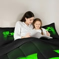 thumbnail image 5 of jejeloiu Teens Video Game Queen Comforter Set,Boys Gamepad Console Bedding Sets,Green Black Bedding Comforter Set For Kids,Microfiber Bedroom Decor Reversible,3 Pieces, 5 of 8