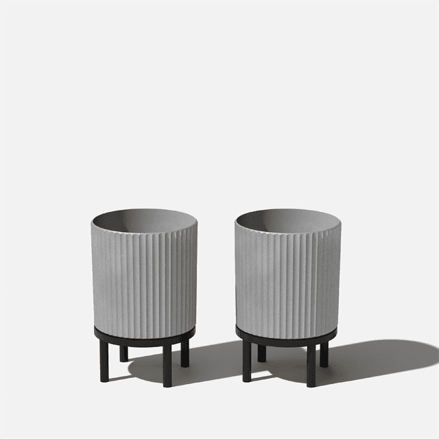 Veradek Mason Series Raised Demi 12" Plastic-Stone Planter with Stand - 2-Pack Gray/Black