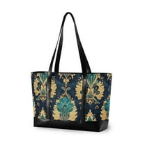 FORMRS Laptop Tote Bag for Women with 15.6" Computer Compartments Handbag, Green Peacock Pattern