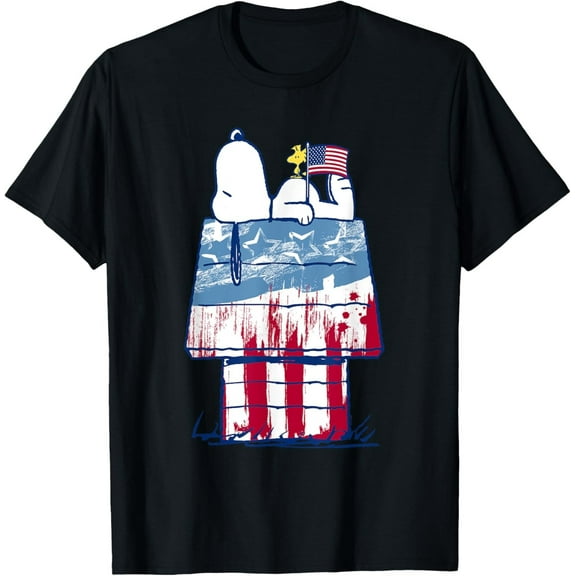 Peanuts Snoopy T-Shirt – USA Flag Doghouse Graphic Tee