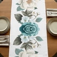 thumbnail image 5 of Green White Flowers Leaf Plant Table Runner for Dining Table, Decorative Table Linen for Kitchen, Dining Room Tabletop Décor, Machine Washable, 13"x90", 5 of 9