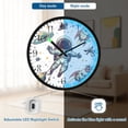 thumbnail image 5 of Voice Activated Clock with Glow Light 12 Inch Large Silent Wall Clock Battery Operated for Home Decor Astronauts Floating Around The Rocket, 5 of 8