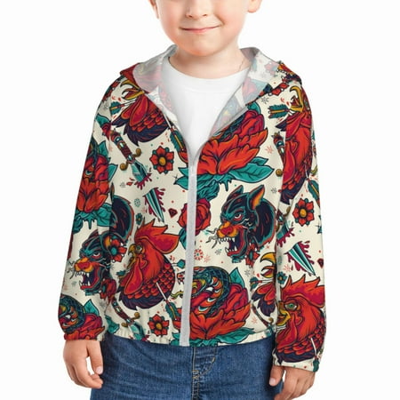 

Zeuib Chicken Print Girls & Boys Sun Protection Hoodie with UPF 50+ Children’s Quick-Dry Jacket Perfect for Outdoor Activities-3 Years