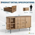 thumbnail image 2 of Fluted Sideboard Buffet Cabinet, 59" Large Multi-Purpose Credenza with 6 Drawers & 2 Sliding Doors for Kitchen, Living Room & Entryway, Walnut Storage Console, 2 of 6