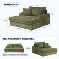 thumbnail image 2 of Aukfa 53"W Oversized Chaise Lounge Loveseat Sleeper Sofa with 2 Cup Holders, 3 Pillows, Fluffy Corduroy, Olive Green, 2 of 9
