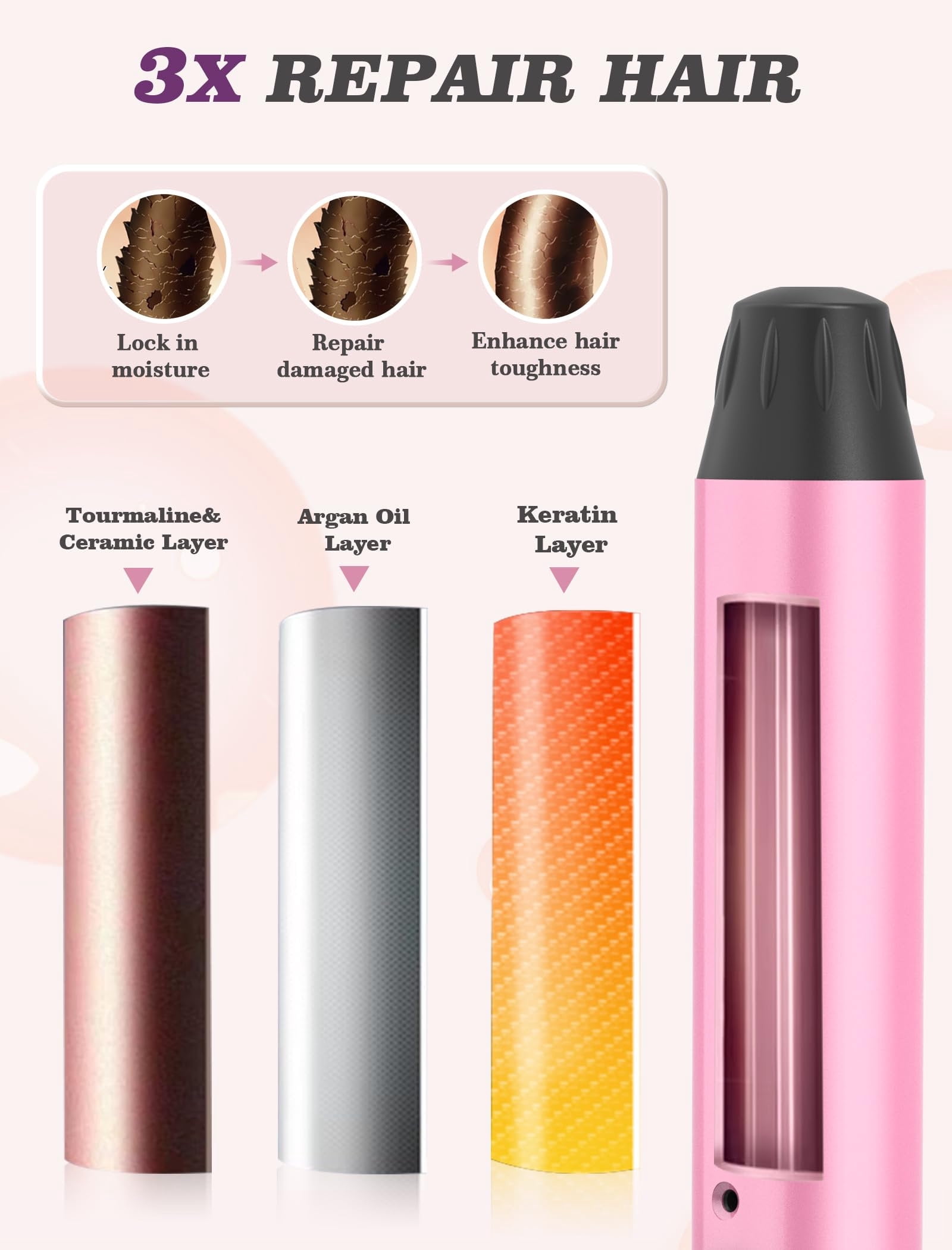 Mini Hair Curling Iron, Dual Voltage, Anti-Scald, Auto-Off, 5 Temp Settings, with European Plug Adapter, Small Curling Iron for Short Hair