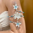 thumbnail image 4 of Floral Statement Bangle Arm Open Wrap Design With Sculpted Flower Motifs Ornamental Beads For Picture Ready Wear, 4 of 9