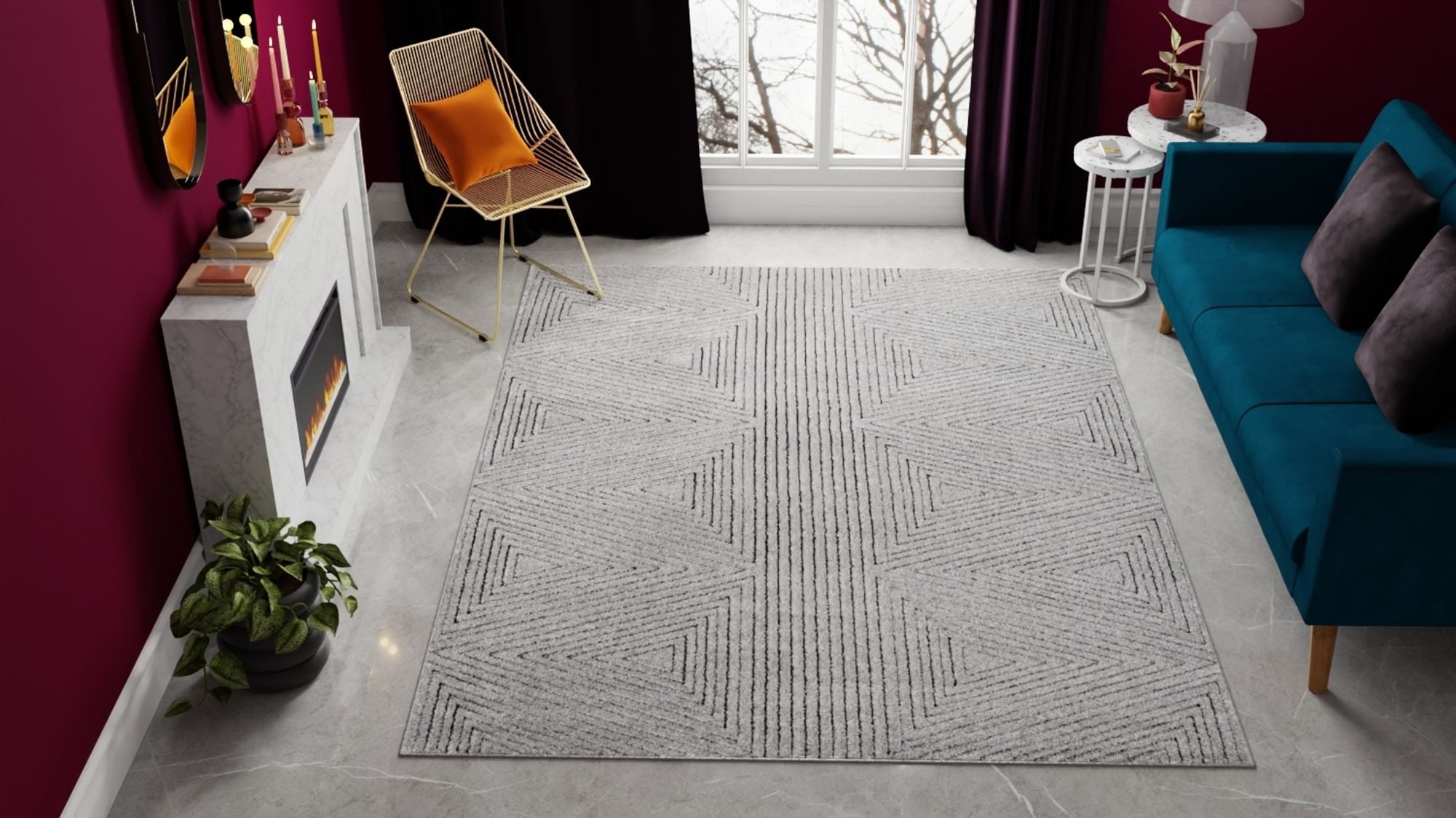 Rugs America Chanai CN60B Contemporary Geometric 4'0" x 6'0" Area Rug