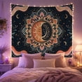 thumbnail image 2 of Sun and Moon Mandala Within Layered Petals, Mystical Celestial for Astronomy Fans, Night Sky Decor, Housewarming Gift, Tapestry Wall Hanging for Bedroom and Meditation Room, 2 of 7