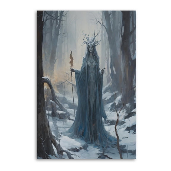 Halloween Retro Forest Winter Witch Canvas Art Poster and Wall Art Picture Print Modern Family bedroom Decor Posters 24x36inch(60x90cm)