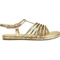 thumbnail image 2 of Women's Aerosoles Droplet T Strap Thong Sandal Gold Combo Faux Leather 5 M, 2 of 5