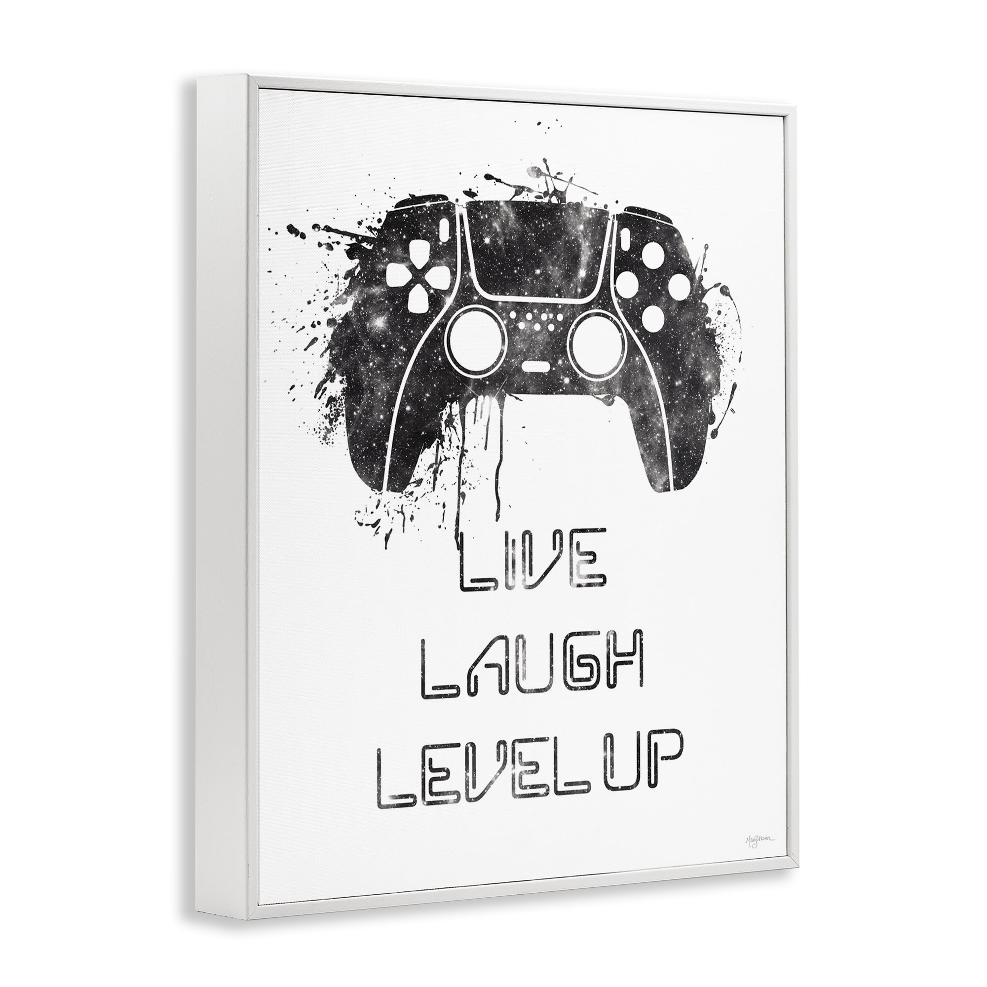 Stupell Industries Live Laugh Level Up Typography Painting White Framed Art Print Wall Art, 11 x 14