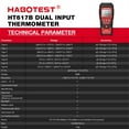 thumbnail image 2 of HABOTEST HT617B Digital Dual Channel Thermometer Temperature,Two K-Type Thermocouple Probe Backlight LCD K Type Thermometer for K/J/T/E/R/S/N Thermocouple, 2 of 14