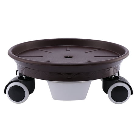 

1PC Movable Flower Pot Tray Plastic Plant Pot Tray with Wheel Round Shape Flowerpot Pad Multi-purpose Flowerpot Base with Water Box for Home (Brown Outside Diameter 27CM Inside Diameter 24 CM)
