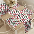 thumbnail image 2 of Ambesonne Floral Table Runner & Placemats, Tulip Flower Charcoal Stripe, Placemat 4 pcs + Runner 14"x90", Dark Coral and Olive Green, 2 of 2