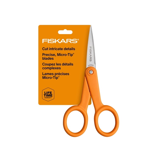 Fiskars 94817797 - Tijeras de micropunta, 12,7 cm, color naranja