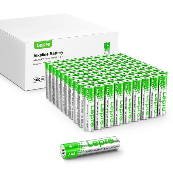 Lepro AAA Batteries 100 Count, Triple A Alkaline Batteries with Ultra Long-Lasting Power, 1.5 Volt 1200mAh LR03, Holds Power Up to 5 Years, Leak-Proof, Corrosion-Resistant, Ideal for Everyday Devices