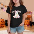 thumbnail image 2 of CAUYDY Halloween Ghouls Ghost Retro Girl Kids T-Shirt Graphic Tshirt Little Kids Fall Short Sleeve Tee Tops Sizes 1-2 Years, 2 of 5