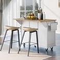 thumbnail image 2 of Modern Kitchen Island on 5 Wheels with Storage Cabinet and Drop-Leaf Countertop, Kitchen Cart with Cabinet Door Internal Storage Racks and 3 Drawers for Dinning Room (White, 2 of 9