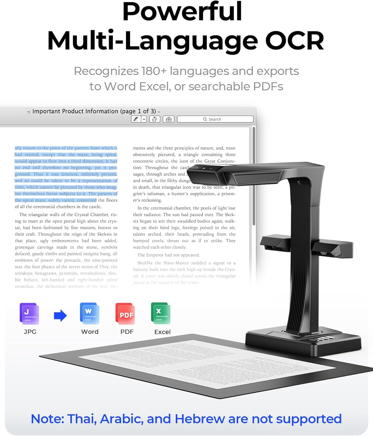 CZUR ET MAX Professional Book Scanner, 38MP Document Camera, Laser