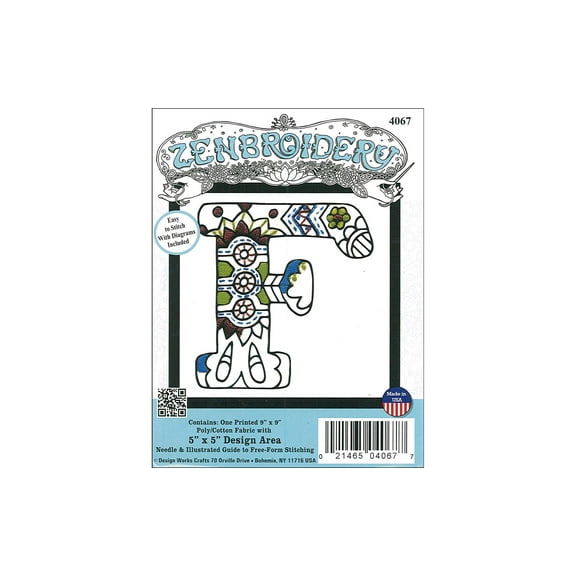 Design Works Zenbroidery Fabric 5x5 Letter F