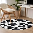 thumbnail image 3 of Area Rug 48in, Farm Black White Cow Texture Floor Carpet Living Room Rug, Geometric Color Block Non-Slip Welcome Mat Indoor Rugs for Bedroom Dining Room, 3 of 9