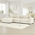 thumbnail image 2 of 130" Oversized Cloud Modular L-Shape Sectional Couch, Soft Textured Fabric,With Chaise Deep Seat Wide Armrest Ergonomic Design 9 Pillows Easy Assembly,For Living Rooms Bedroom,Cream, 2 of 27
