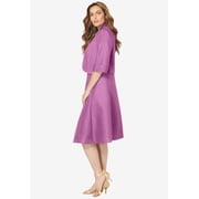 Roaman's Women's Plus Size Elbow Sleeve Fit-And-Flare Dress With Bolero Jacket – 2-Piece Suit