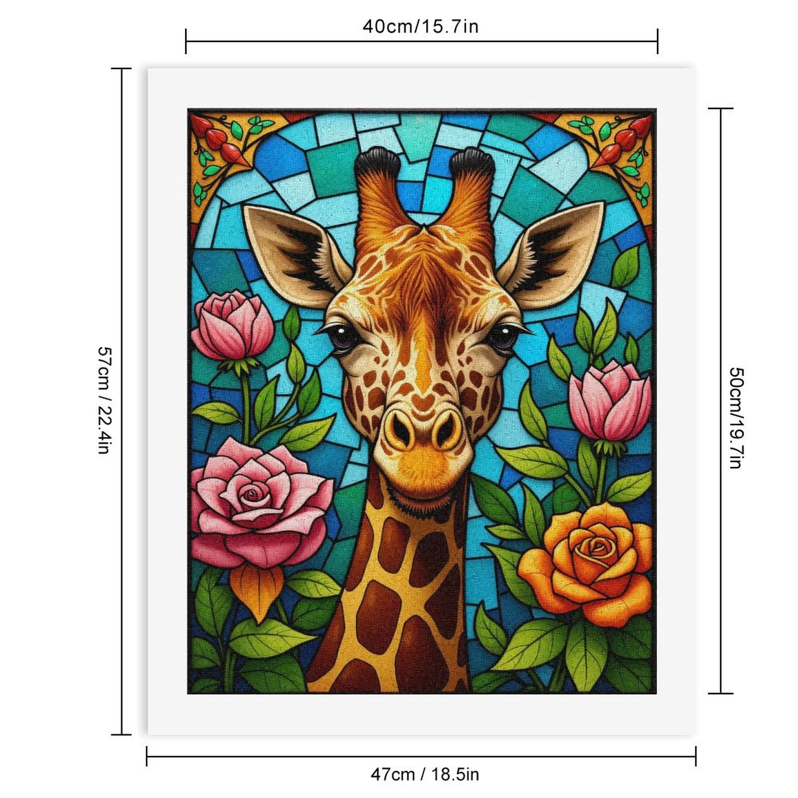 Paint By Numbers Kit for Adults Beginner - DIY Giraffe Stained Glass Roses Art Canvas Painting Kits for Adults, Frameless Paint By Number for Adults for Home Wall Decor 16x20 Inch
