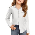 thumbnail image 2 of Dwellite Girls Button Down Shirts Long Sleeve School Uniform Fall Tops 4-10 Years White 120, 2 of 4