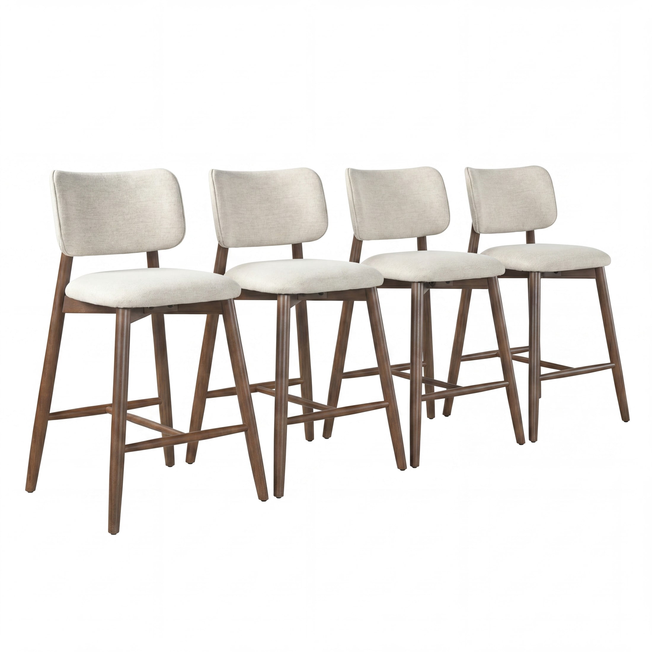 Christopher Knight Home 25.7" Modern Counter Height Bar Stools Set of 4, Rubberwood Frame, Beige+Walnut