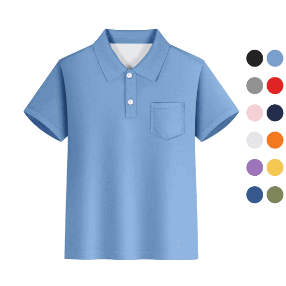 Fozruso Kids Boys and Girls School Uniform Shirt, Short Sleeve Summer Casual Button Front Collared Shirt with Pockets