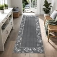 thumbnail image 4 of Garvee Washable Runner Rugs 2x6 Modern Bordered Rugs, Soft Ultra Thin Accent Carpet Non Slip Low Pile Rug for Hallway Kitchen Entryway Bathroom, Dark Gray, 4 of 9