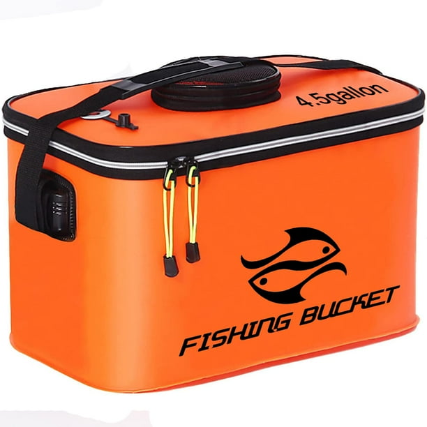 Fishing Bucket, Foldable Fish Bucket, Live Fish Container MultiFunctional Fish Live Lures