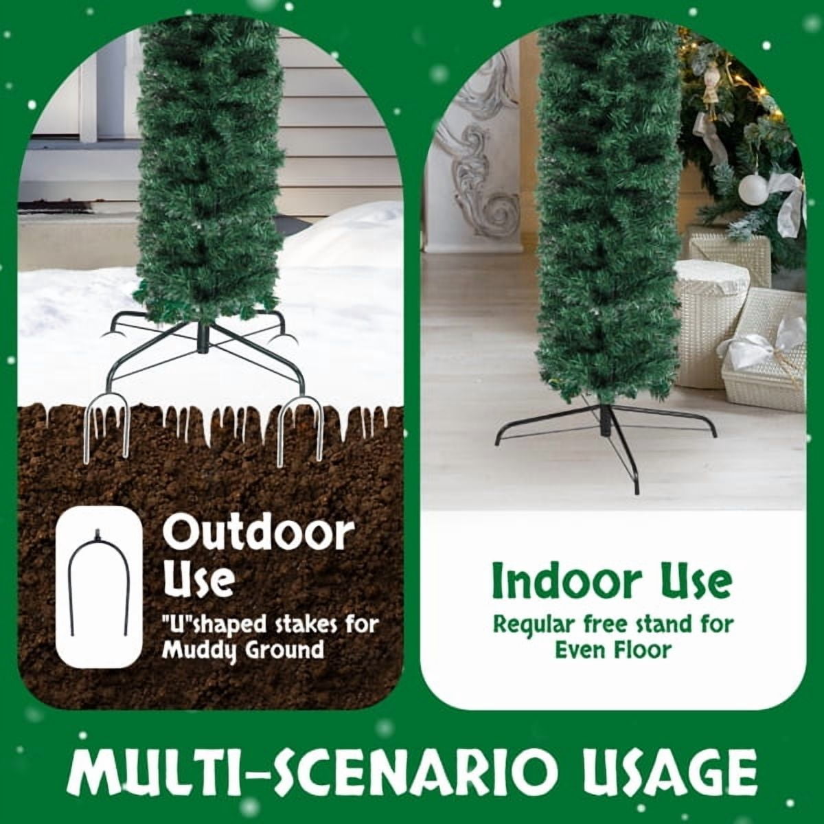 PVC Christmas Arch Decoration, 1650 Branches, Steel Brackets for Stability, Realistic Green Design, Reusable for Christmas/Wedding/Party