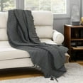 thumbnail image 4 of HomeRoots 518782 Grey Knitted 100 Percent Cotton Throw Blanket, 4 of 5
