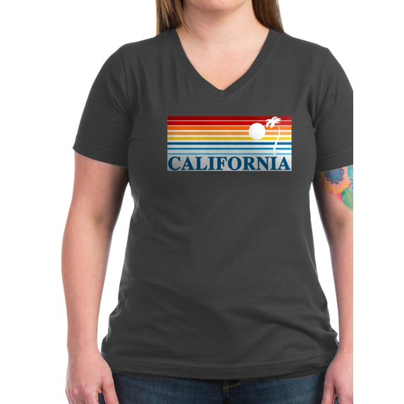 CafePress - California - Women's V-Neck Dark T-Shirt