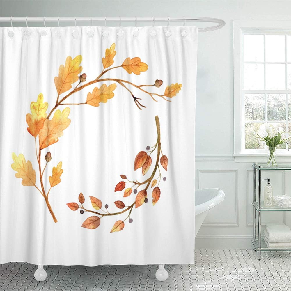 PKNMT Leaf Colorful Autumn Branches with Leaves Watercolor Design Fall