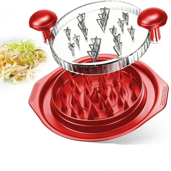 RUseeN Chicken Shredder, Professional Chicken Breast Shredder Tool Twist, Transparent Lid, Ergonomic Handle, Meat Shredder, Dishwasher Safe, Non-slip Design, Heat Resistant, Bpa Free, Red