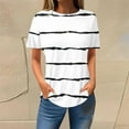 thumbnail image 2 of Turilly Womens Blouses And Tops Dressy Women Striped Printed Short Sleeve Round-Neck Pullover Blouse T-Shirt Casual Loose Tops, 2 of 3