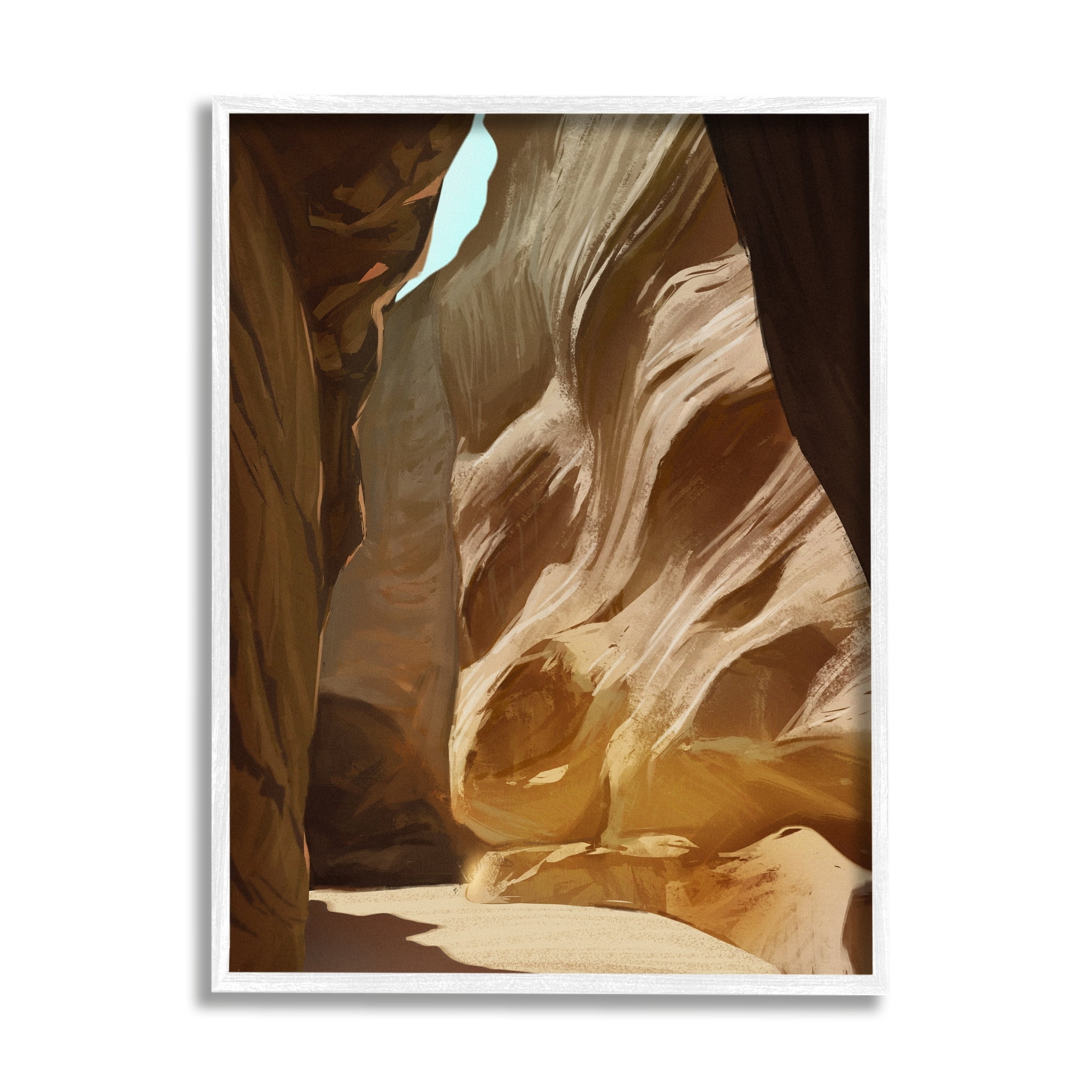 Stupell Industries Sandy Desert Cliffs Peaceful Arid Canyon Landscape Painting White Framed Art Print Wall Art, Design by Ziwei Li