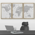 thumbnail image 2 of wall26 Framed Canvas Print Wall Art Set Retro Vintage Antique Gray World Map Global Country Illustrations Modern Art International Educational for Living Room, Bedroom, Office - 16"x24"x3 N, 2 of 5