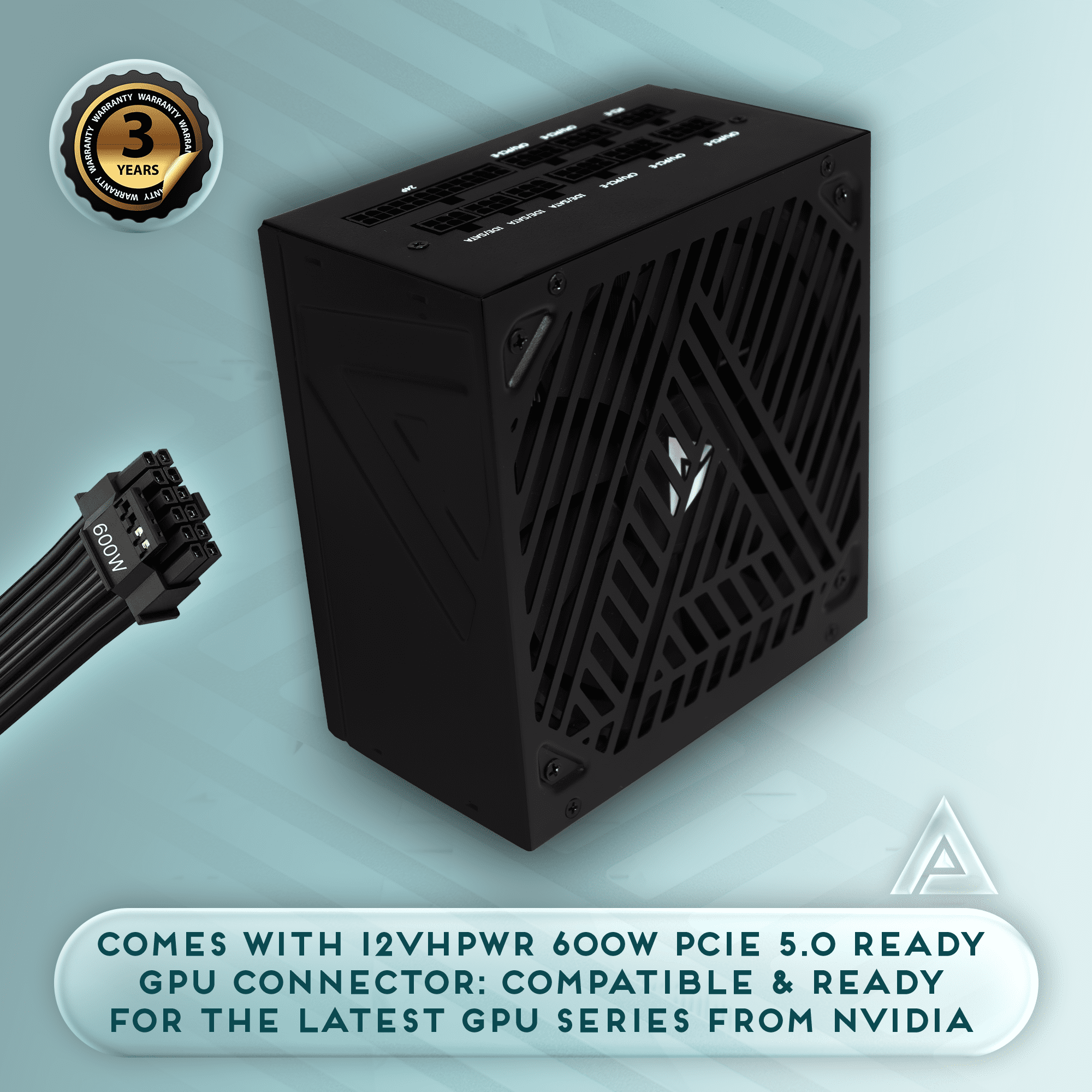 Apevia ATX-SL1200W Soul 1200W ATX 3.0 & 3.1 Compatible, Fully Modular, PCIe 5.1 12V-2x6 Connector ATX Active PFC, DC to DC Converter Design, 140mm Silent Fan, RoHS Compliance, Gaming Power Supply