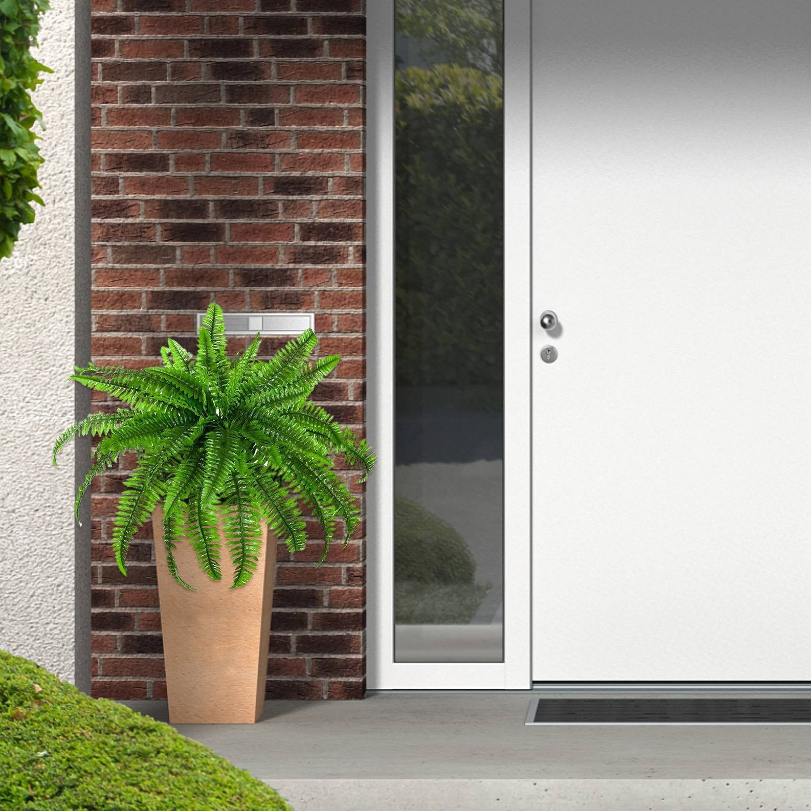 Liulin 2Pcs Artificial Ferns for Outdoors, Artificial Boston Fern Bush with 21 Fronds, Realistic Fake Ferns for Home Garden Porch Decor, Faux Ferns for Outdoor Planter, Ferns Artificial Plants, 24"