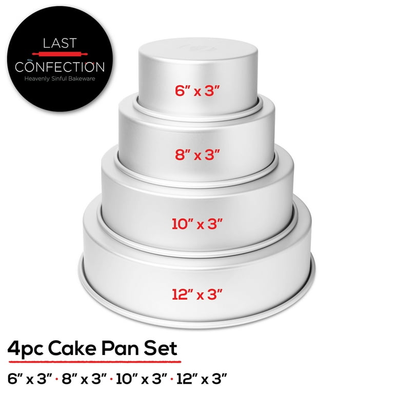 Choice 3 Deep Round Straight Sided Aluminum Cake Pan Set - 6, 8, and 10